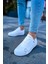 J191 Side Buckle Ortopedik Taban Günlük Cilt Erkek Sneaker Spor Ayakkabı Cbt Beyaz 3