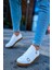 J191 Side Buckle Ortopedik Taban Günlük Cilt Erkek Sneaker Spor Ayakkabı Ctt Beyaz 2