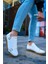 J191 Side Buckle Ortopedik Taban Günlük Cilt Erkek Sneaker Spor Ayakkabı Ctt Beyaz 4