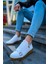 J191 Side Buckle Ortopedik Taban Günlük Cilt Erkek Sneaker Spor Ayakkabı Ctt Beyaz 5