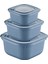 3'lü Microline Saklama Kabı Seti (600-1100-1800 ml) - Hava Tahliye Kapağı ile Mikrodalgada Kapağı Kapalı Isıtma, Vakumlu, Sızdırmaz, Bpa Free, Silikon Kapaklı, Gıdaları Güvenle Saklayın (Mavi) 1