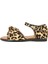 Margo Animal Print Kız Çocuk Hakiki Deri Sandalet, Ayarlanabilir Bilek Kayışı ve Minimalist Fiyonk 1