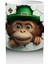 St. Patrick Şapkalı Gülümseyen Maymun – Baskılı Kahve Kupası 3