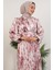 Dalga Desen Saten Elbise Pembe 5