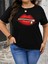Baskılı Oversize Bisiklet Yaka T-Shirt - Siyah 4