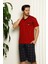 Erkek V Yaka Düğmesiz Ekose Desen Kısa Kol Cepli Şortlu %100 Pamuk Pijama Takımı 2