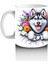 Çiçek Taçlı Gülümseyen Husky Deseni – Baskılı Kahve Kupası 2