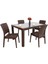 Elit Rattan 90x150 4 kişilik Elit Sandalye Camlı Masa Takımı Kahverengi 1