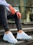 J056 Bağcıklı Ortopedik Taban Günlük Cilt Erkek Spor Sneaker Ayakkabı Bt Beyaz 2