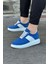 J011 Bağcıklı Ortopedik Taban Süet Erkek Sneaker Günlük Ayakkabı Bt Mavi/beyaz 1