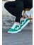 J160 Bağcıklı Ortopedik Taban Süet Erkek Sneaker Günlük Ayakkabı Bt Yeşil/beyaz 2