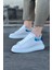 J095 Bağcıklı Ortopedik Taban Erkek Sneaker Günlük Ayakkabı Bt Beyaz/mavi 1