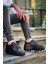 J056 Bağcıklı Ortopedik Taban Günlük Cilt Erkek Spor Sneaker Ayakkabı St Siyah 1