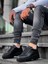 J056 Bağcıklı Ortopedik Taban Günlük Cilt Erkek Spor Sneaker Ayakkabı St Siyah 4