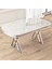 Lai Serisi 90X168 Lak Panel Beyaz Mermer Desen Masa ve 4 Krem Sandalye Krom Ayak 2