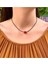 Kırmızı Cam Kare Boncuklu Siyah Choker Kolye 1