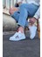 J040 Bağcıklı Ortopedik Taban Erkek Sneaker Günlük Ayakkabı Bt Beyaz/gri 2