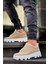 J056 Bağcıklı Ortopedik Taban Günlük Süet Erkek Spor Sneaker Ayakkabı Bt Bej 4