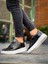 J-X8 Bağcıklı Ortopedik Taban Günlük Rugan Erkek Spor Sneaker Ayakkabı Bt Siyah 4