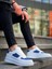J-X8 Bağcıklı Ortopedik Taban Günlük Cilt Süet Erkek Spor Sneaker Ayakkabı Bt Beyaz/mavi 2