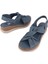 Hakiki Deri Günlük Rahat Düğüm Tasarım Sandalet Mavi D-1111 10