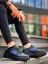 J-X8 Bağcıklı Ortopedik Taban Günlük Cilt Süet Erkek Spor Sneaker Ayakkabı St Siyah/mavi 2