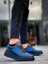 J-X8 Bağcıklı Ortopedik Taban Günlük Cilt Süet Erkek Spor Sneaker Ayakkabı St Siyah/mavi 5