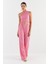 Tek Omuz Gofre Kumaş Bluz Pantolon Takım Pembe 4