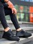 J-X8 Bağcıklı Ortopedik Taban Günlük Cilt Süet Erkek Spor Sneaker Ayakkabı St Siyah 2