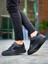 J-X8 Bağcıklı Ortopedik Taban Günlük Cilt Süet Erkek Spor Sneaker Ayakkabı St Siyah 3
