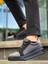 J-X46 Bağcıklı Ortopedik Taban Günlük Paraşüt Kumaş Erkek Spor Sneaker Ayakkabı St Siyah/gri 3