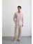 Senoc Erkek Gömlek Modern Slim Fit Keten Görünümlü Kalın Çizgili 3