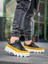 J056 Bağcıklı Ortopedik Taban Günlük Cilt Süet Erkek Spor Sneaker Ayakkabı Bt Siyah/sarı 2