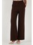Wide Leg Orta Yüksek Bel Bol Paça Kumaş Pantolon Bayan Pantolon 6522974 5