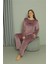 Büyük Beden Kadın Kadife Mor Pijama Takım 20628 5