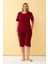 Kadın Bordo Kalp Desenli Büyük Beden Kapri Pijama Takımı 4