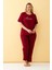 Kadın Bordo Love Yazılı Büyük Beden Pijama Takımı 2