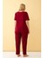 Kadın Bordo Love Yazılı Büyük Beden Pijama Takımı 5
