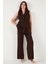 Wide Leg Orta Yüksek Bel Bol Paça Kumaş Pantolon Bayan Pantolon 6522974 3