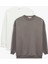 Rahat Kalıp Uzun Kollu Bisiklet Yaka Pamuklu Basic 2'li Sweatshirt Seti 1