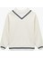 Çizgi Detaylı Uzun Kollu Çift Yaka Rahat Kalıp Sweatshirt 2