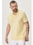 AC&Co / Altınyıldız Classics Erkek Çekmeyen Pamuklu Kumaş Slim Fit Dar Kesim Sarı-Beyaz Kıvrılmaz Polo Yaka Tişört 1