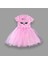 5-6-7 Yaş Payetli Süslü Yüz Baskılı Kız Çocuk Elbisesi Pembe 1