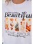 Kadın Beyaz Oversize Tişört – Botanik Baskılı,beautiful / Botanic Amour Yazılı 6