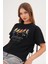 Kadın Siyah Exclusive Only What I Want Kuş Baskılı Oversize Tişört 4