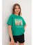 Kadın Yeşil Oversize Tişört – Botanik Baskılı,beautiful / Botanic Amour Yazılı 4