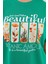 Kadın Yeşil Oversize Tişört – Botanik Baskılı,beautiful / Botanic Amour Yazılı 6
