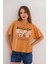 Kadın Taba Oversize Tişört – Botanik Baskılı,beautiful / Botanic Amour Yazılı 1