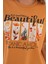 Kadın Taba Oversize Tişört – Botanik Baskılı,beautiful / Botanic Amour Yazılı 5