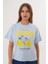 Kadın Mavi Oversize California Lemons Baskılı Tişört 2